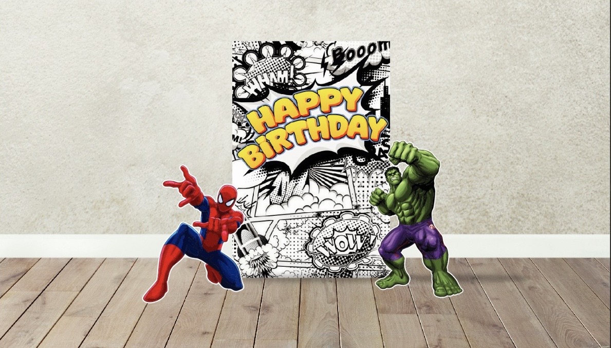 Superhero party backdrop