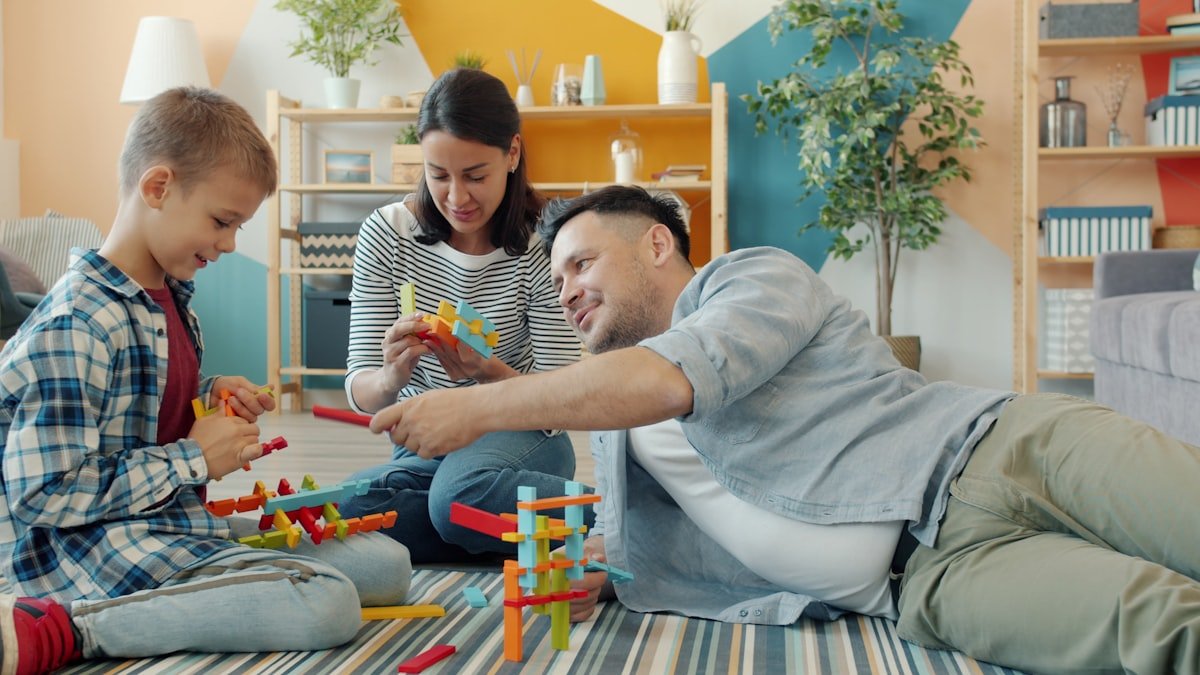 Family playing together during Parent's Night In event